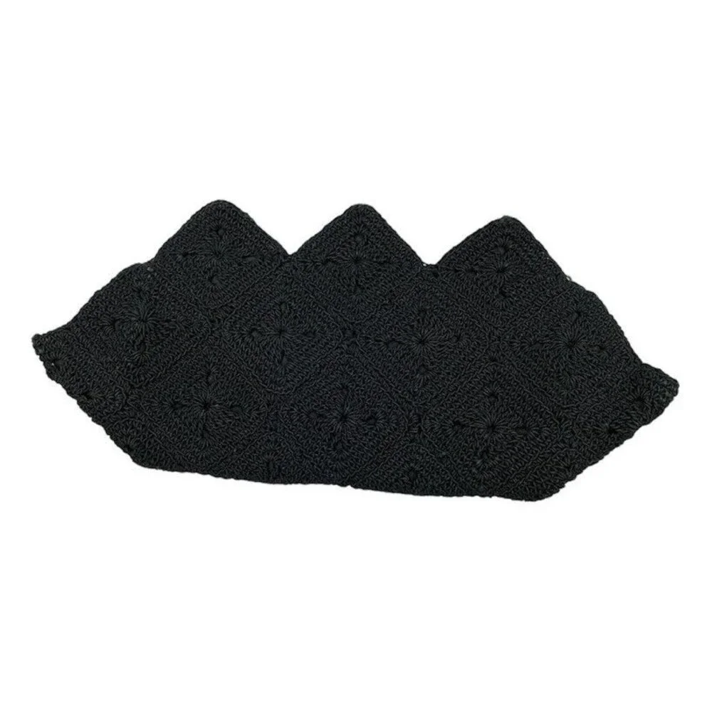1940s Vintage Black Crochet Corde Shell Shape Clutch Women Bag - Picture 8 of 16